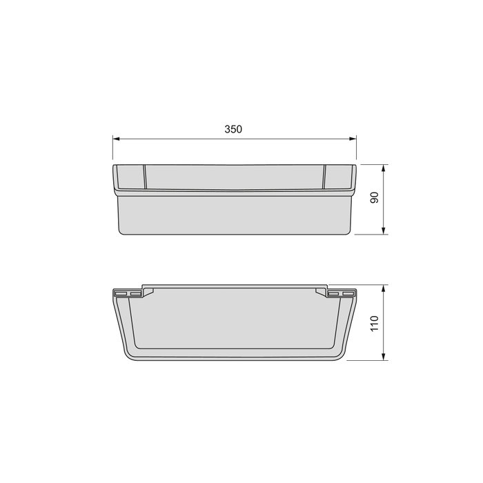 Emuca Lot de 2 plateaux auxiliaires, longueur 350mm, plastique, blanc