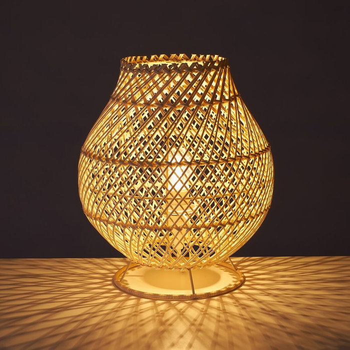 BigBuy Home Lampe de bureau Naturel Métal Rotin BigBuy Home Lampe de bureau Naturel Métal Rotin