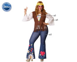 BigBuy Carnival Déguisement Hippie Femme XXL Multicolore