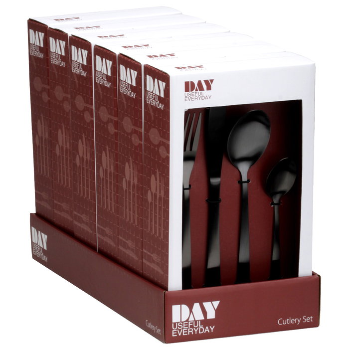 Day Set de couverts 16 pièces noir mat en acier inoxydable
