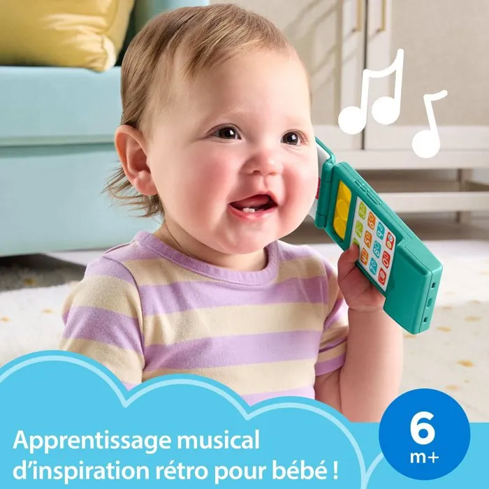 Fisher-Price - Téléphone portable à clapet éducatif pour enfant - Sons, lumières, 12 boutons, écran miroir, apprentissages Fisher-Price - Téléphone portable à clapet éducatif pour enfant - Sons, lumières, 12 boutons, écran miroir, apprentissages
