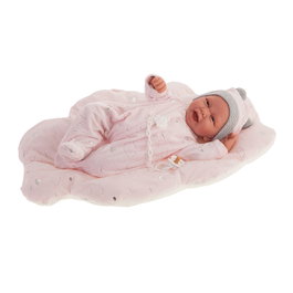 Antonio Juan - Poupée Nouveau-Né Carla Nubes Algodon 33112 - Poupée bébé réaliste avec coussin nuages, visage souriant - Espagnol - +3 ans