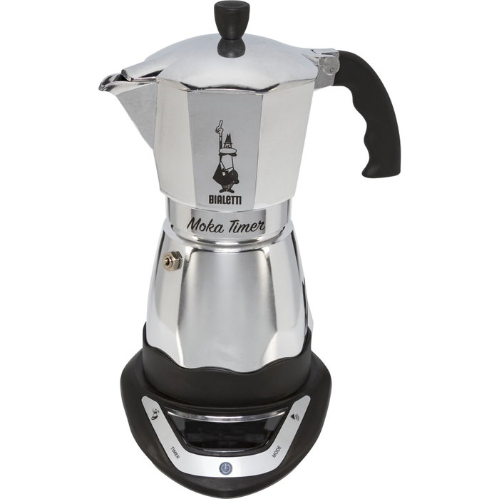 Bialetti Moka Timer - Cafetière italienne électrique 6 tasses - 300 ml - Inox