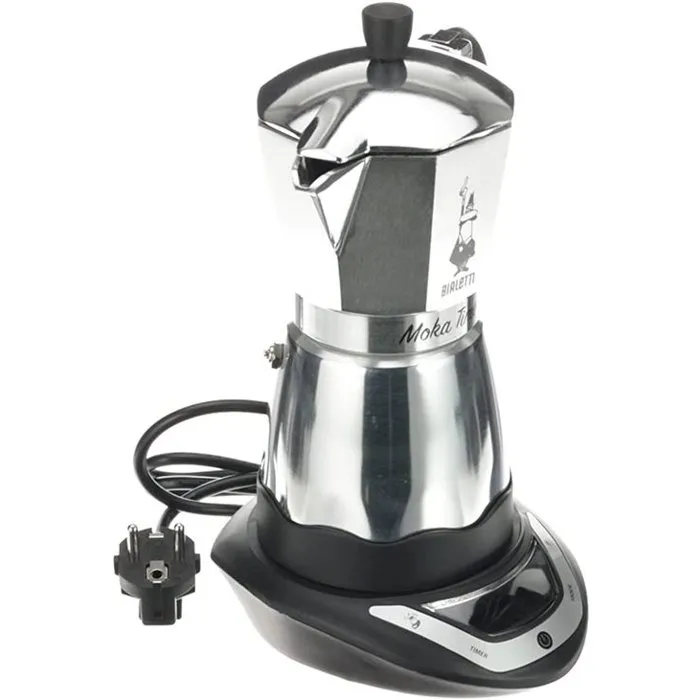 Bialetti Cafetière italienne électrique Moka Timer - 6 tasses (300 ml) - Inox programmable pour espresso
