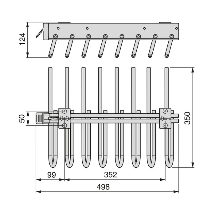 Emuca Porte-pantalons extractible, Droite, Acier et Plastique, Titane Emuca Porte-pantalons extractible, Droite, Acier et Plastique, Titane