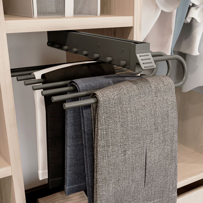 Emuca Porte-pantalons extractible, Droite, Acier et Plastique, Titane