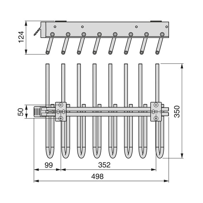 Emuca Porte-pantalons extractible, Droite, Acier et Plastique, Titane
