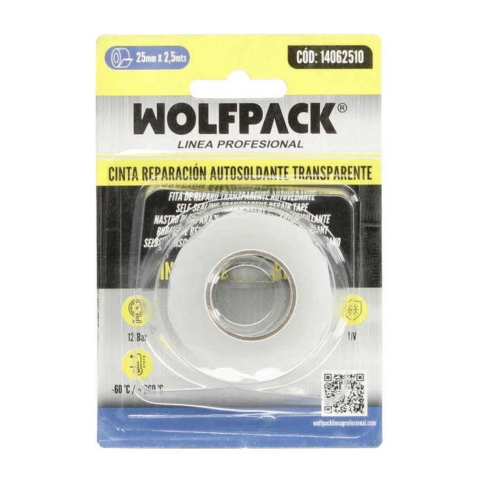 WOLFPACK LINEA PROFESIONAL Cinta Reparacion Autosoldante Transparente 25 mm 2,5 m WOLFPACK LINEA PROFESIONAL Cinta Reparacion Autosoldante Transparente 25 mm 2,5 m