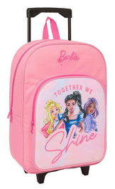 Safta - Sac à dos à roulettes Barbie 32x42x14cm - Pour enfant à partir de 3 ans - Grand modèle avec poignée télescopique et compartiments