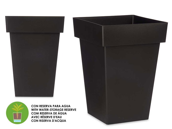 Ibergarden Pot Carré Anthracite avec Réservoir d'Eau 30 cm Plastique 23,5 L (Set de 6) Ibergarden Pot Carré Anthracite avec Réservoir d'Eau 30 cm Plastique 23,5 L (Set de 6)