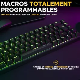 The G-Lab KEYZ TITAN - Clavier gamer mécanique sans fil triple mode (65%, switch rouge, rétroéclairage RGB, Bluetooth, 2.4GHz, filaire USB-C)