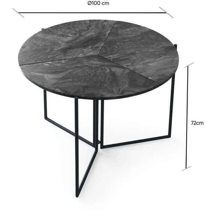 YAPRAK Table à manger ronde pliable anthracite pour 4 personnes - 100 x 100 x 72 cm - Pieds métalliques, plateau en panneau de particules mélaminé - Design moderne et industriel