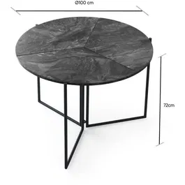YAPRAK Table à manger ronde pliable anthracite pour 4 personnes - 100 x 100 x 72 cm - Pieds métalliques, plateau en panneau de particules mélaminé - Design moderne et industriel