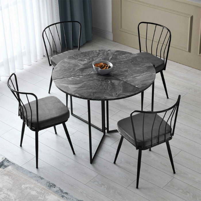 BigBuy Home Table de salle à manger YAPRAK ronde anthracite