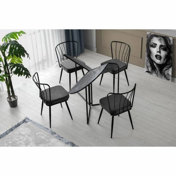 BigBuy Home Table de salle à manger YAPRAK ronde anthracite