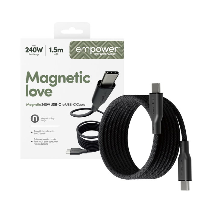 PanzerGlass empower Magnetic 240W USB-C vers USB-C 1,5m noir