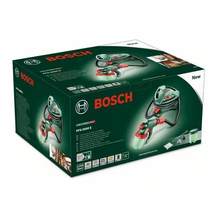 Bosch PFS 5000 E Pistolet à peinture électrique 1200 W - Débit 500 ml/min - Deux godets 1000 ml - Pour peinture, vernis, laque et lasure