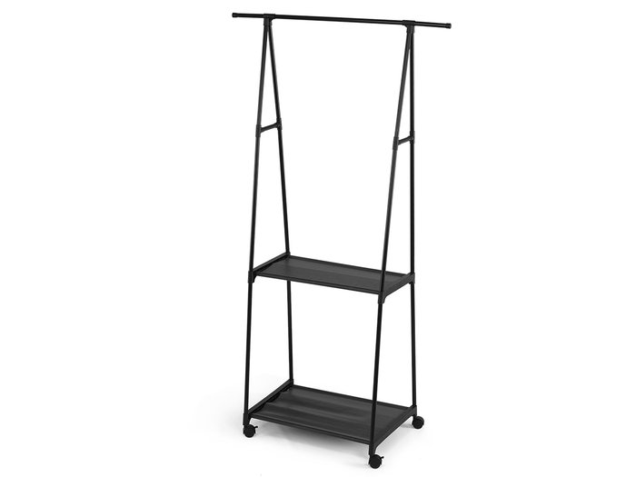 Kipit Portemanteau double avec étagère et roulettes 54x17x6 cm Noir Métal (Set de 6)