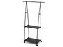 Kipit Portemanteau double avec étagère et roulettes 54x17x6 cm Noir Métal (Set de 6)