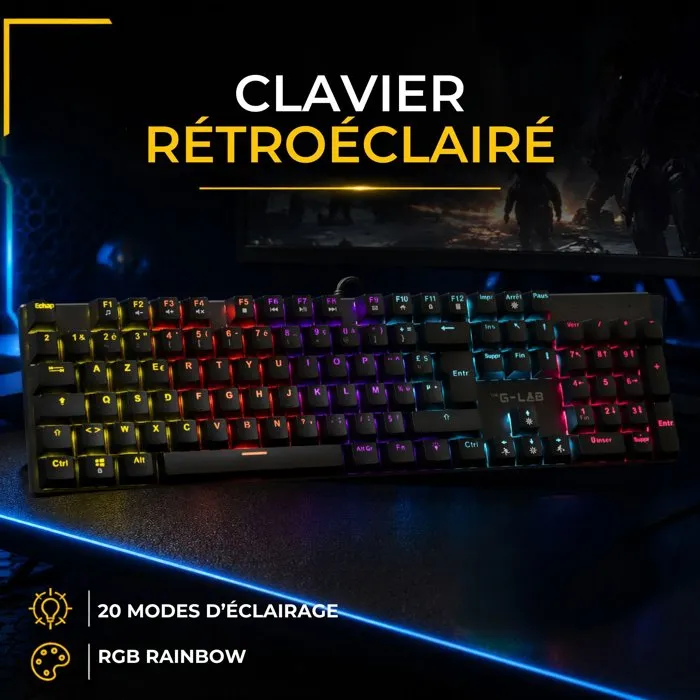 The G-Lab KEYZ RADIUM Clavier gamer mécanique 100% Switch rouge Rainbow The G-Lab KEYZ RADIUM Clavier gamer mécanique 100% Switch rouge Rainbow