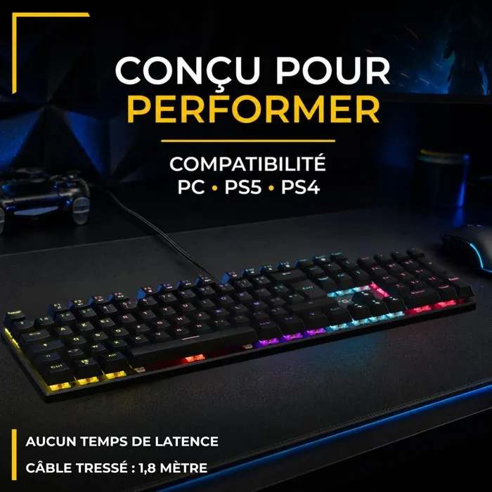 The G-Lab KEYZ RADIUM Clavier gamer mécanique 100% Switch rouge Rainbow The G-Lab KEYZ RADIUM Clavier gamer mécanique 100% Switch rouge Rainbow