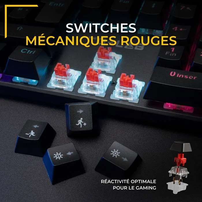 The G-Lab KEYZ RADIUM Clavier gamer mécanique 100% Switch rouge Rainbow The G-Lab KEYZ RADIUM Clavier gamer mécanique 100% Switch rouge Rainbow