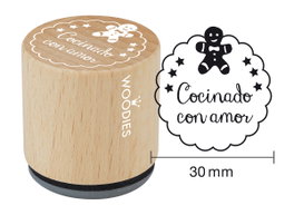 Woodies Sello de madera y caucho Cocinado con amor 33x30mm