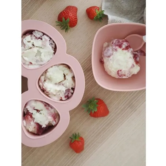 Beaba Multiportions en silicone rose, 6x90 ml