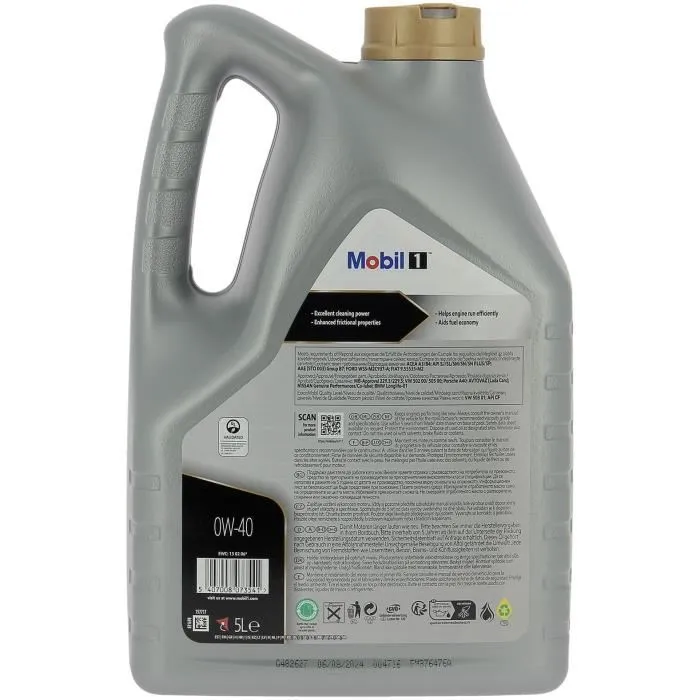 Mobil 1 Huile Moteur Synthétique 5W-40 FS - 5 Litres - Ultra Haute Performance, Protection Anti-Usure et Anti-Pollution