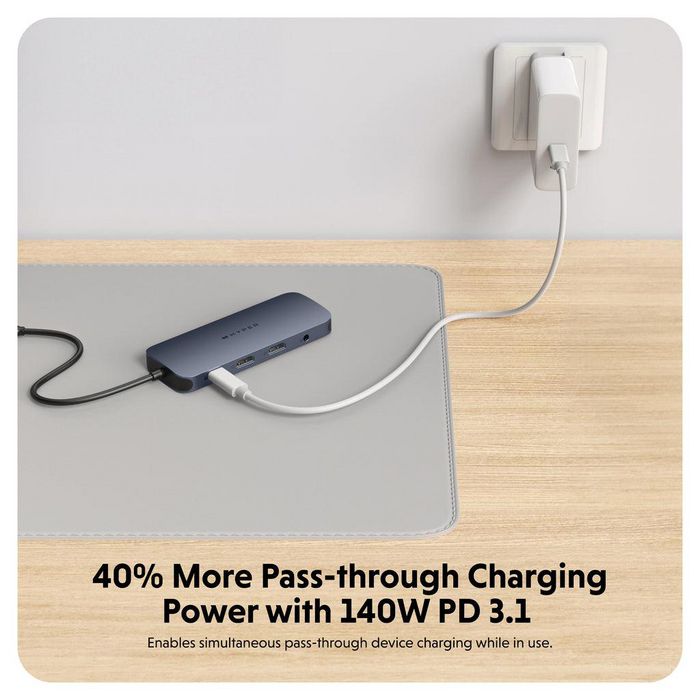 Hyper Hub USB-C Next 11 Ports 10Gbps 140W PD 3.1, 2x HDMI 4K60Hz SD/microSD 312MB/s, RJ45, Audio Hyper Hub USB-C Next 11 Ports 10Gbps 140W PD 3.1, 2x HDMI 4K60Hz SD/microSD 312MB/s, RJ45, Audio