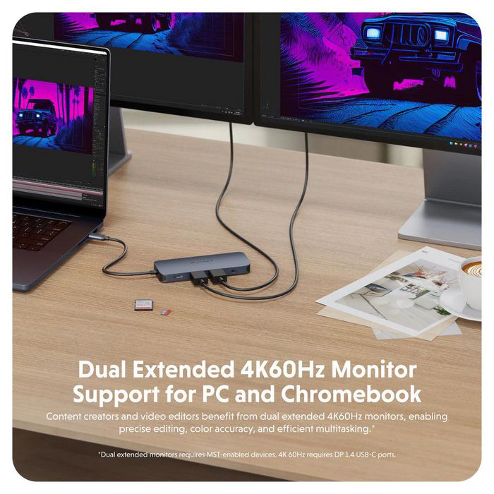 Hyper Hub USB-C Next 11 Ports 10Gbps 140W PD 3.1, 2x HDMI 4K60Hz SD/microSD 312MB/s, RJ45, Audio Hyper Hub USB-C Next 11 Ports 10Gbps 140W PD 3.1, 2x HDMI 4K60Hz SD/microSD 312MB/s, RJ45, Audio