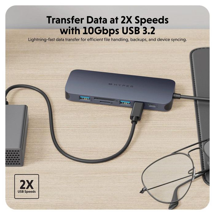 Hyper Hub USB-C Next 11 Ports 10Gbps 140W PD 3.1, 2x HDMI 4K60Hz SD/microSD 312MB/s, RJ45, Audio Hyper Hub USB-C Next 11 Ports 10Gbps 140W PD 3.1, 2x HDMI 4K60Hz SD/microSD 312MB/s, RJ45, Audio