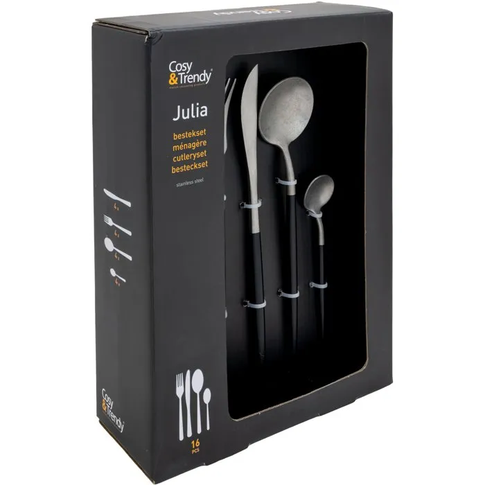 Cosy & Trendy Set de couverts Julia 16 pcs - Noir