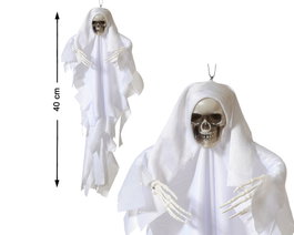 Décoration fantôme avec squelette blanc 40 cm