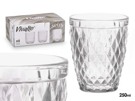 VIVALTO Verre Diamante Transparent 270 ml (Lot de 24)