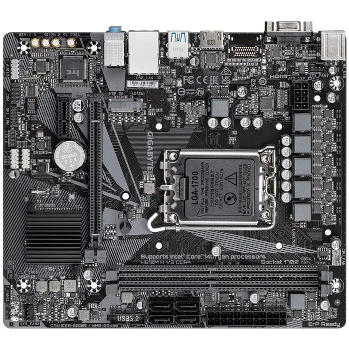 GIGABYTE H610M H V3 DDR4 Carte mère Micro-ATX Chipset Intel H610 Compatible DDR4 pour PC Bureautique et Multimédia