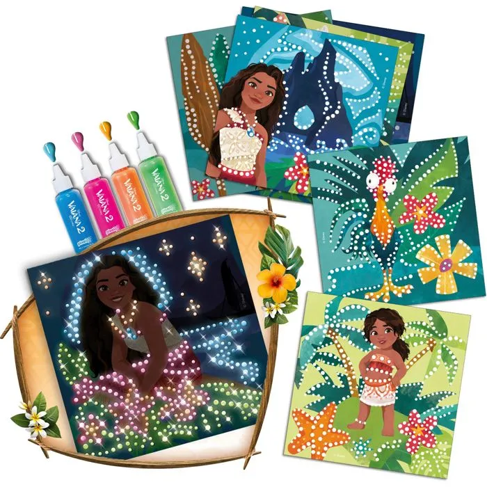 Lansay Phospho 2D Vaiana - Kit créatif avec gel phosphorescent pour dessins en relief - À partir de 7 ans