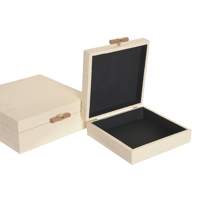 Home ESPRIT Boîte à bijoux Beige Bois (2 Unités)