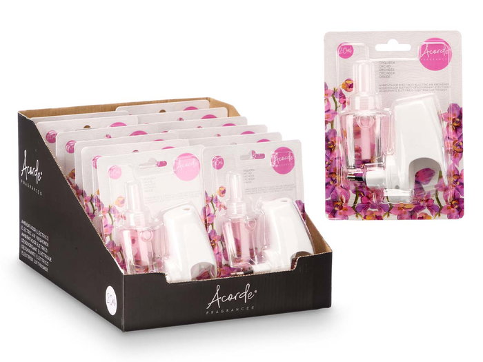 Acorde Diffuseur Électrique Parfum Orchidée 20 ml Blanc 5x12x9 cm (Set de 24)