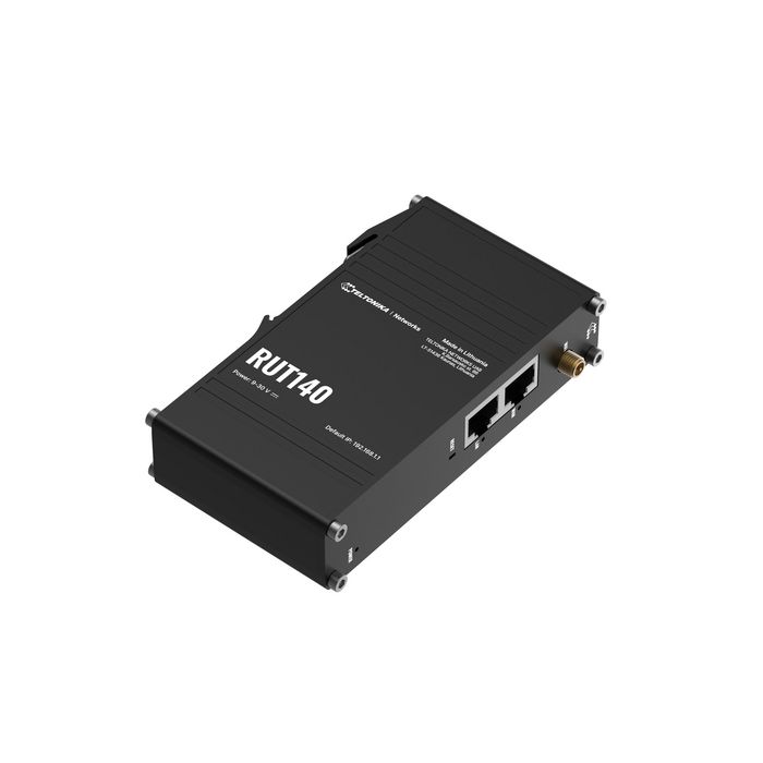 Teltonika Networks RUT140 (EU) - Routeur Ethernet industriel compact, WiFi 4, 2 ports Ethernet, support rail DIN intégré