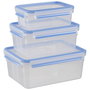 Emsa Clip & Close Set de 3 boîtes de conservation transparent/bleu