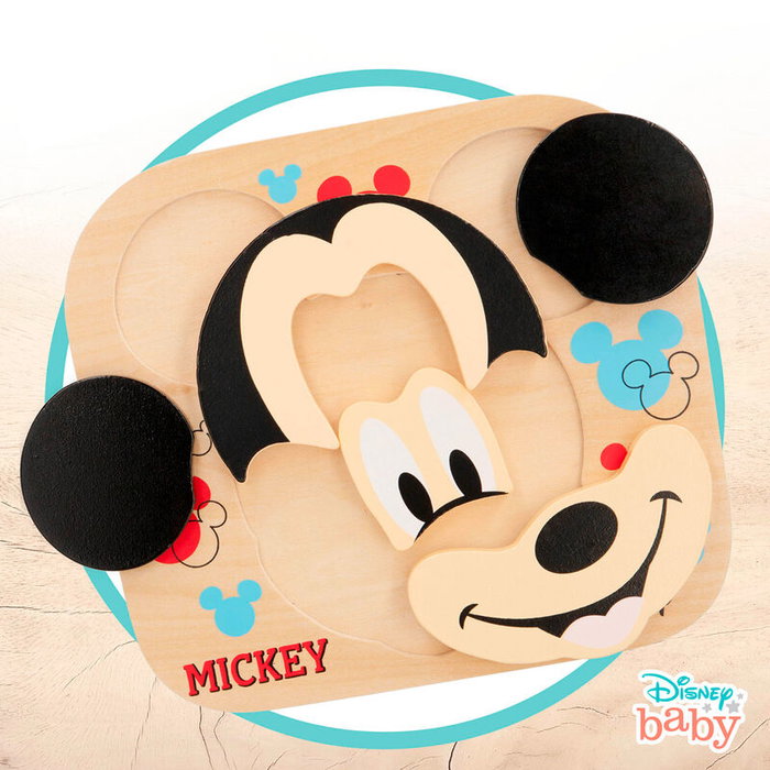 WOOMAX Puzzle en bois Mickey Disney, 20x22 cm, à partir de 12 mois
