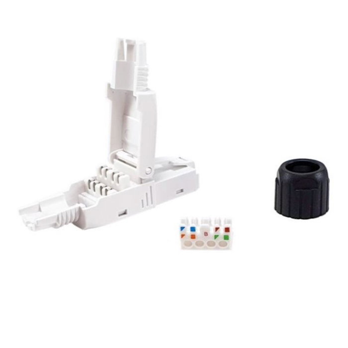 Equip 121162 Kit 5 Connecteurs RJ45 Outils Modulaires Cat.6A Sans Outil Blanc