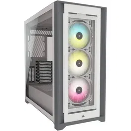 Corsair CC-9011213-WW iCUE 5000X RGB Boîtier PC Moyen Tour ATX en Verre Trempé avec Ventilateurs RGB - Blanc