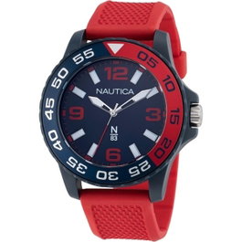 Nautica NAPFWS303 avec boîtier bleu et bracelet rouge