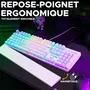 The G-Lab KEYZ RUBIDIUM - Clavier Gamer Mécanique Azerty, Switches Rouge (Outemu), Rétroéclairage RGB, Repose-Poignet Magnétique, Filaire, Blanc