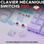 The G-Lab KEYZ RUBIDIUM - Clavier Gamer Mécanique Azerty, Switches Rouge (Outemu), Rétroéclairage RGB, Repose-Poignet Magnétique, Filaire, Blanc
