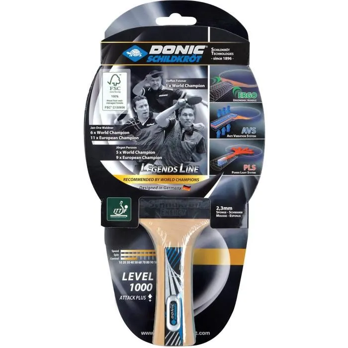 Schildkröt Legends 1000 FSC - Raquette de tennis de table premium - Revêtement ENERGY, éponge 2,3 mm, grip ERGO - Réduction des vibrations PLS & AVS - Bois certifié FSC Schildkröt Legends 1000 FSC - Raquette de tennis de table premium - Revêtement ENERGY, éponge 2,3 mm, grip ERGO - Réduction des vibrations PLS & AVS - Bois certifié FSC