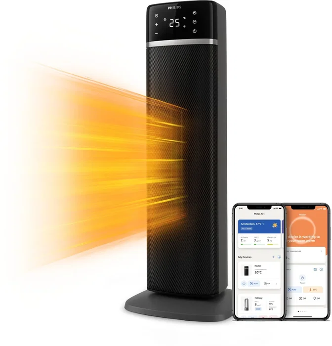 Philips Série 5000 - Radiateur soufflant connecté électrique 2000 W Gris foncé - Chauffage rapide IA, App Air+, 5 sécurités