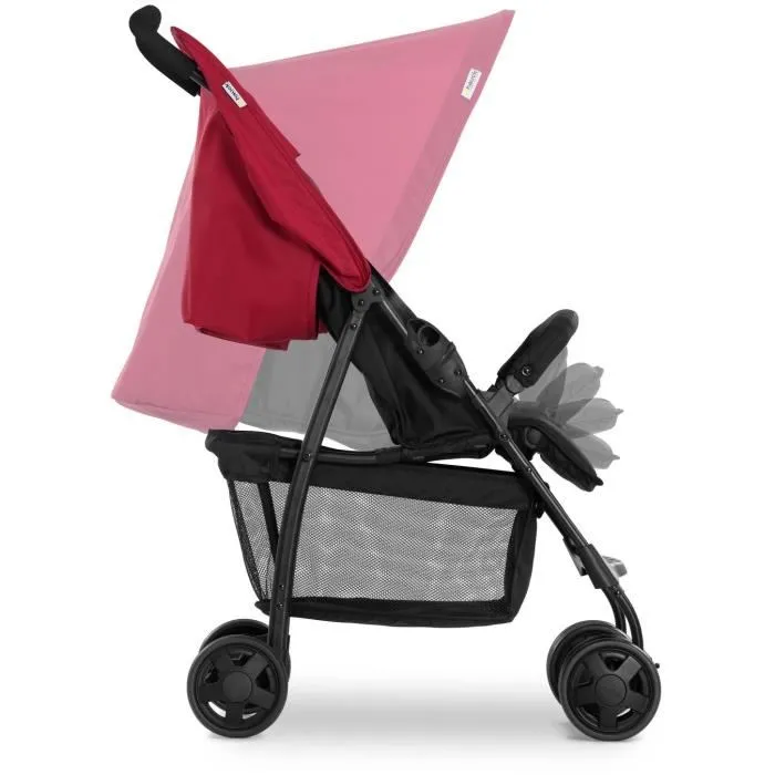 Hauck Sport - Poussette canne pliable inclinable ultra légère 5,9 kg - Noir/Rouge - Harnais 5 points, arceau, panier XL - Pour enfants jusqu'à 15 kg